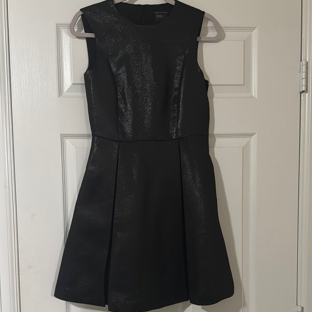 Black Armani Exchange Sleeveless Dress with Shimmer and Pockets Size 2